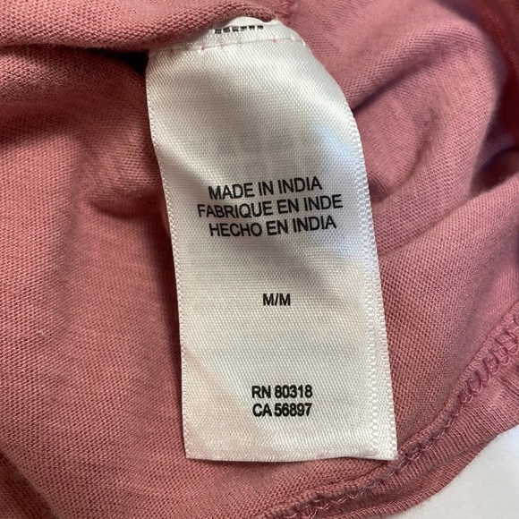 Lucky Brand Boho Smocked Leaf Embroidered Tassels Elbow Sleeves Dusty Pink Top M - Picture 10 of 13